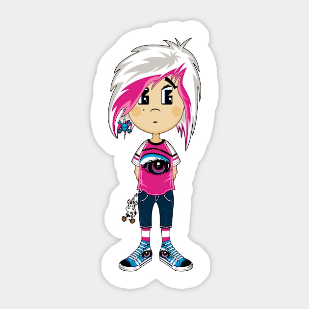 Cartoon Emo Punk Girl Sticker by markmurphycreative